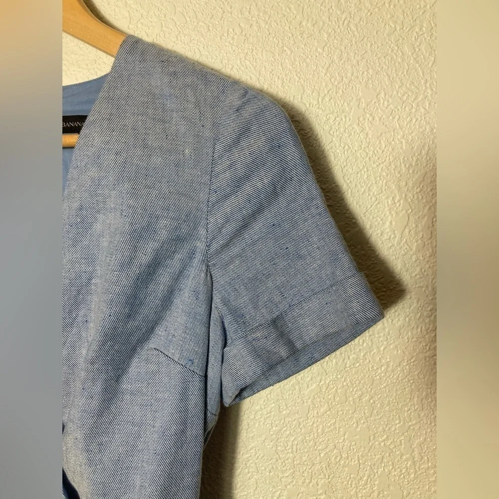 Banana Republic blue linen cotton blend wrap Romper jumpsuit shorts size 0